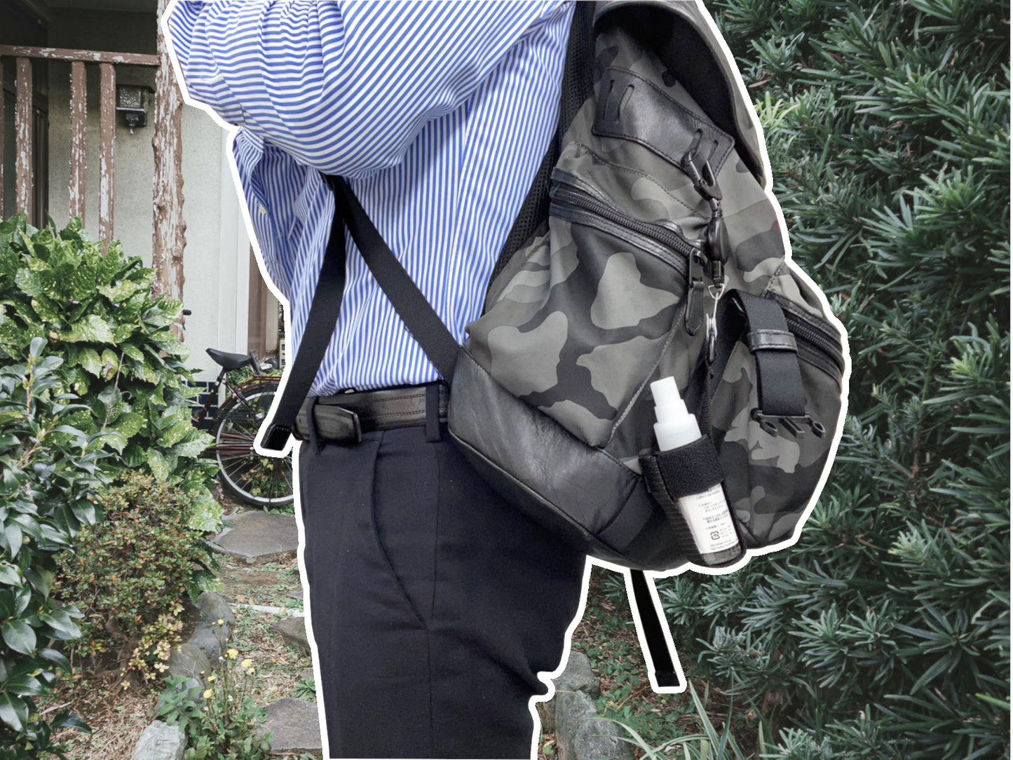 ピカウォーカー ~携帯用消毒液や虫除けスプレーなどを手軽に持ち運べる、ボトルホルダー~
